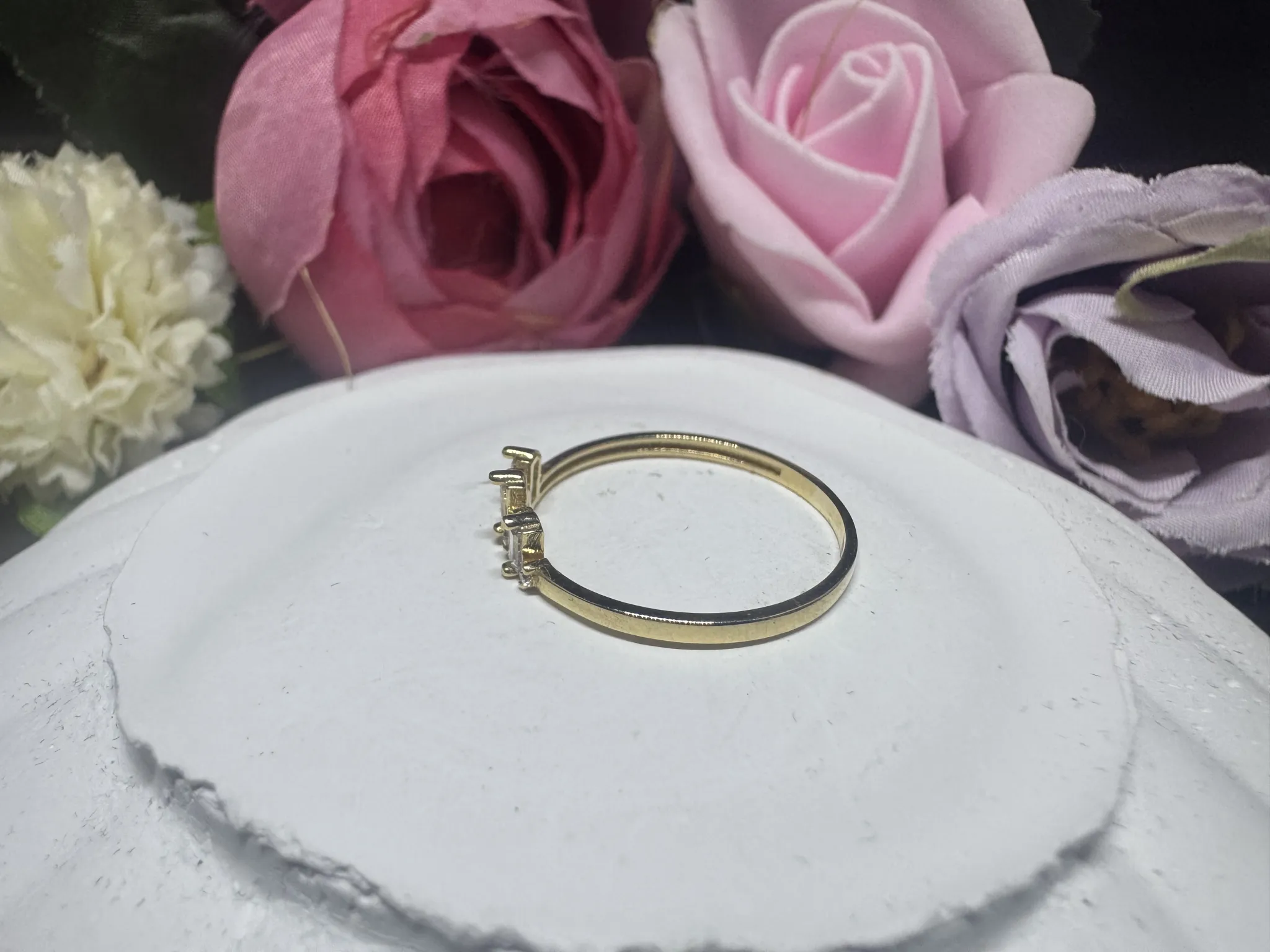 Minimal baget taşlı yüzük