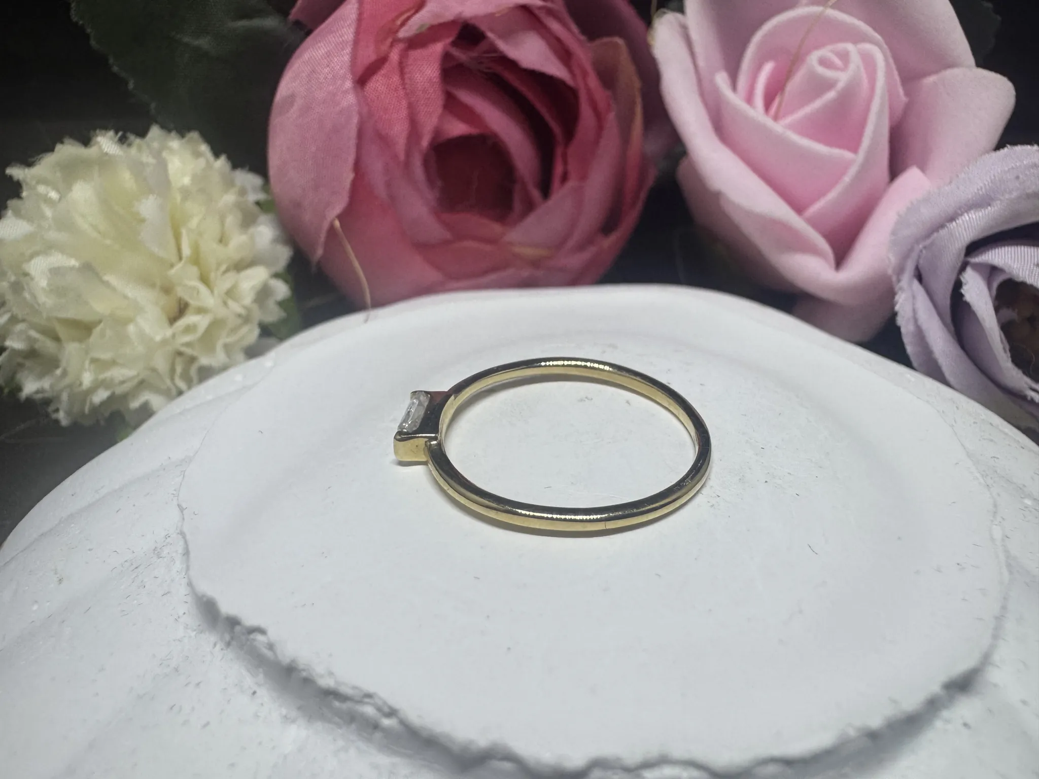 Minimal sade baget tektaş yüzük