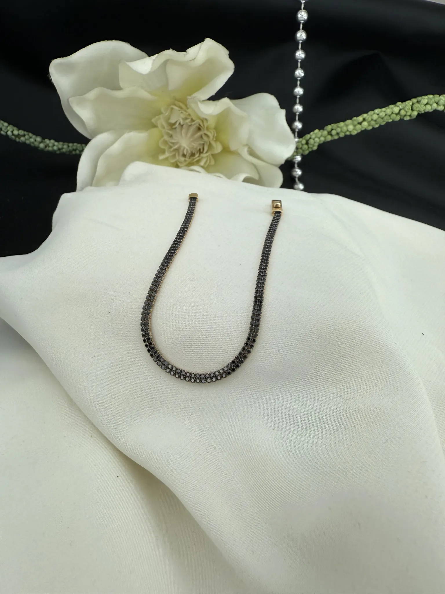 Unisex Siyah Taşlı Bileklik
