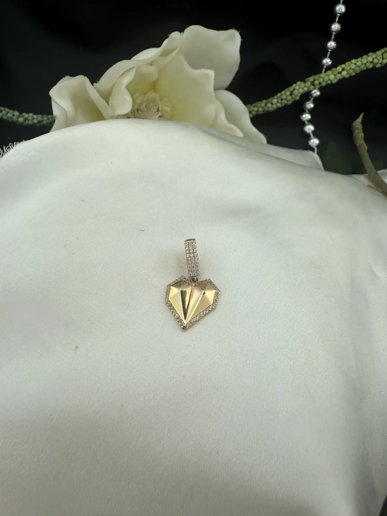 Taşlı Kalp Charm Kolye Ucu