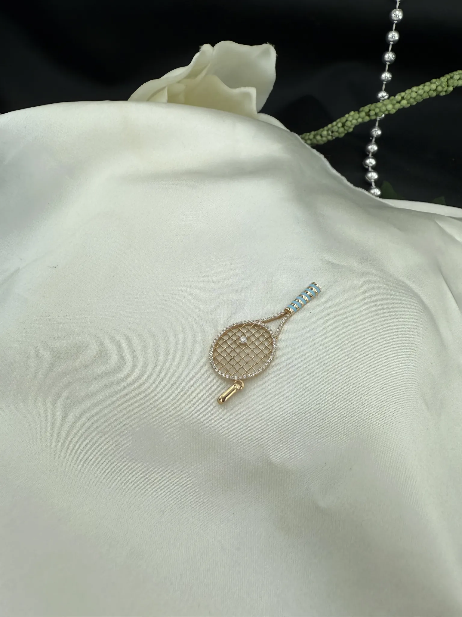 Taşlı Tenis Raketi Kolye Ucu
