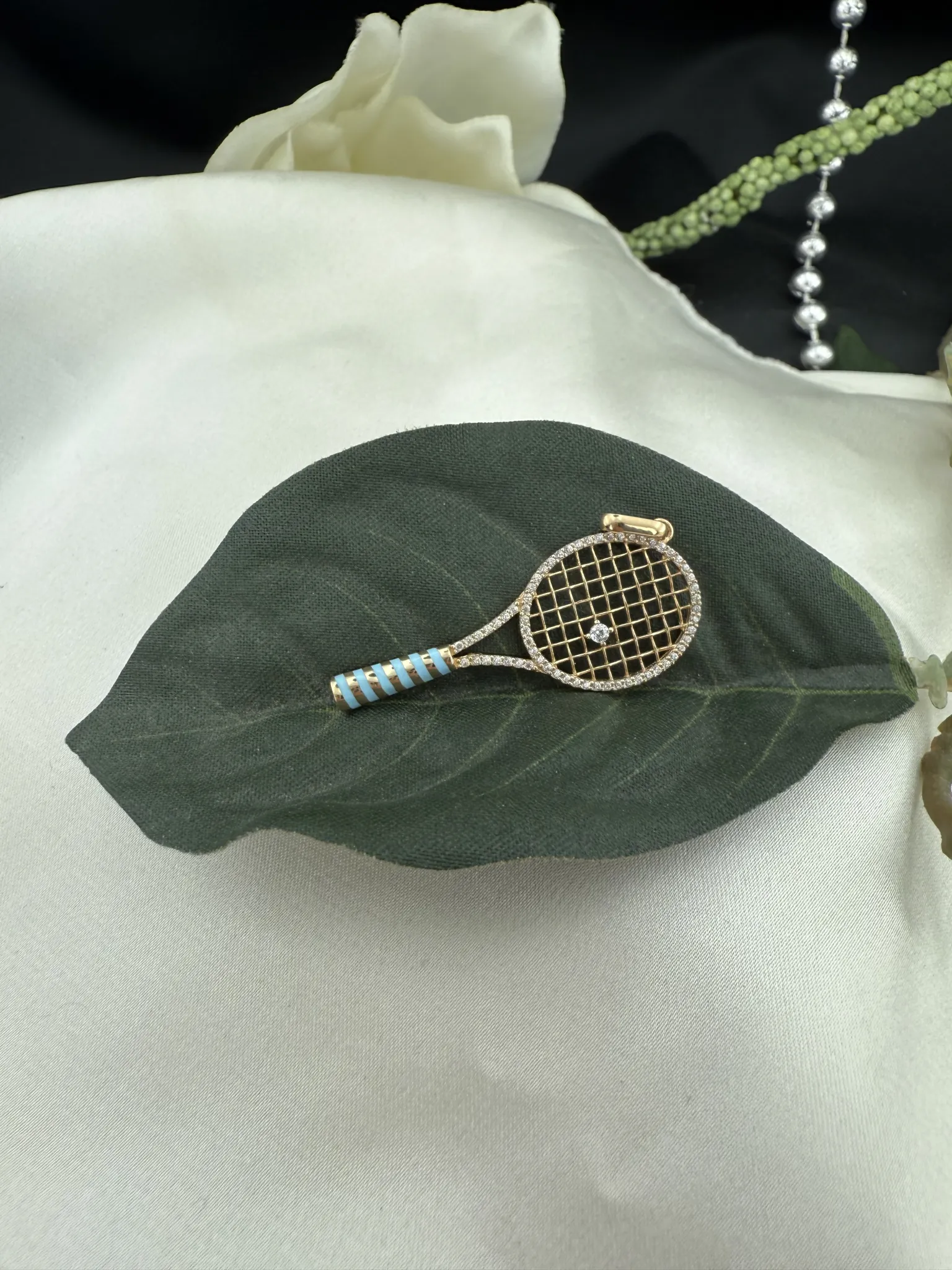Taşlı Tenis Raketi Kolye Ucu