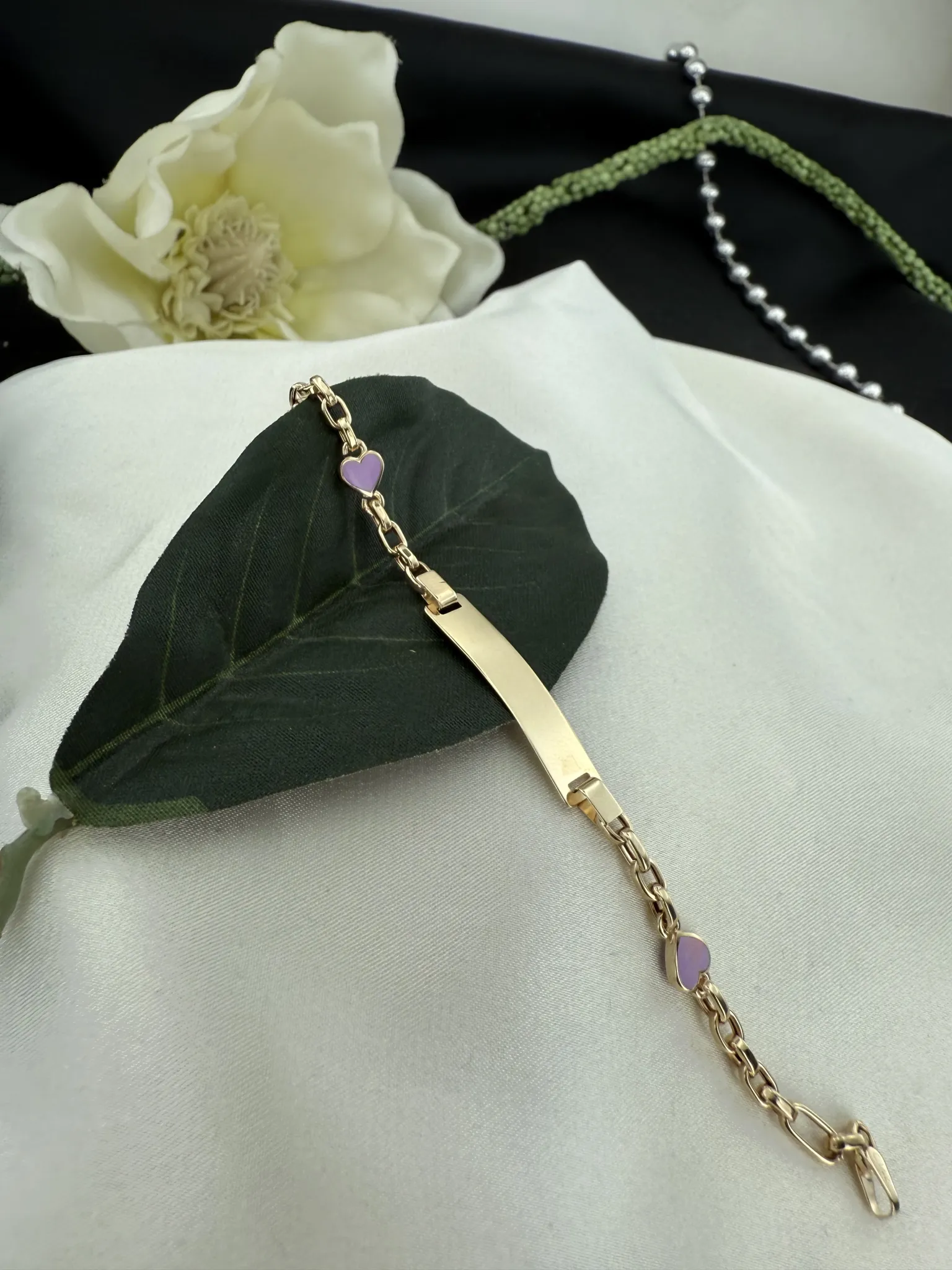 Mor mineli çift kapli plakalı çocuk künyesi 