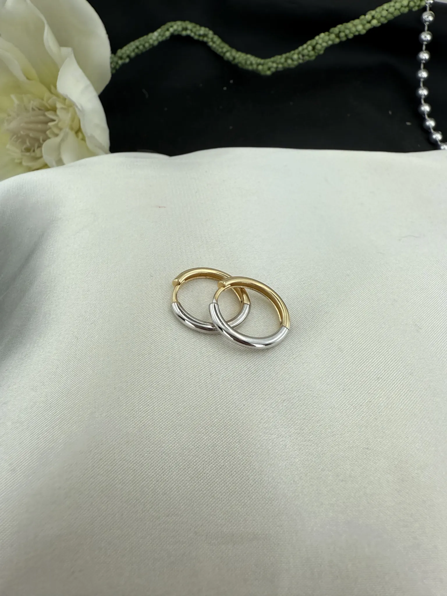 Taşsız İki Renk Halka Küpe