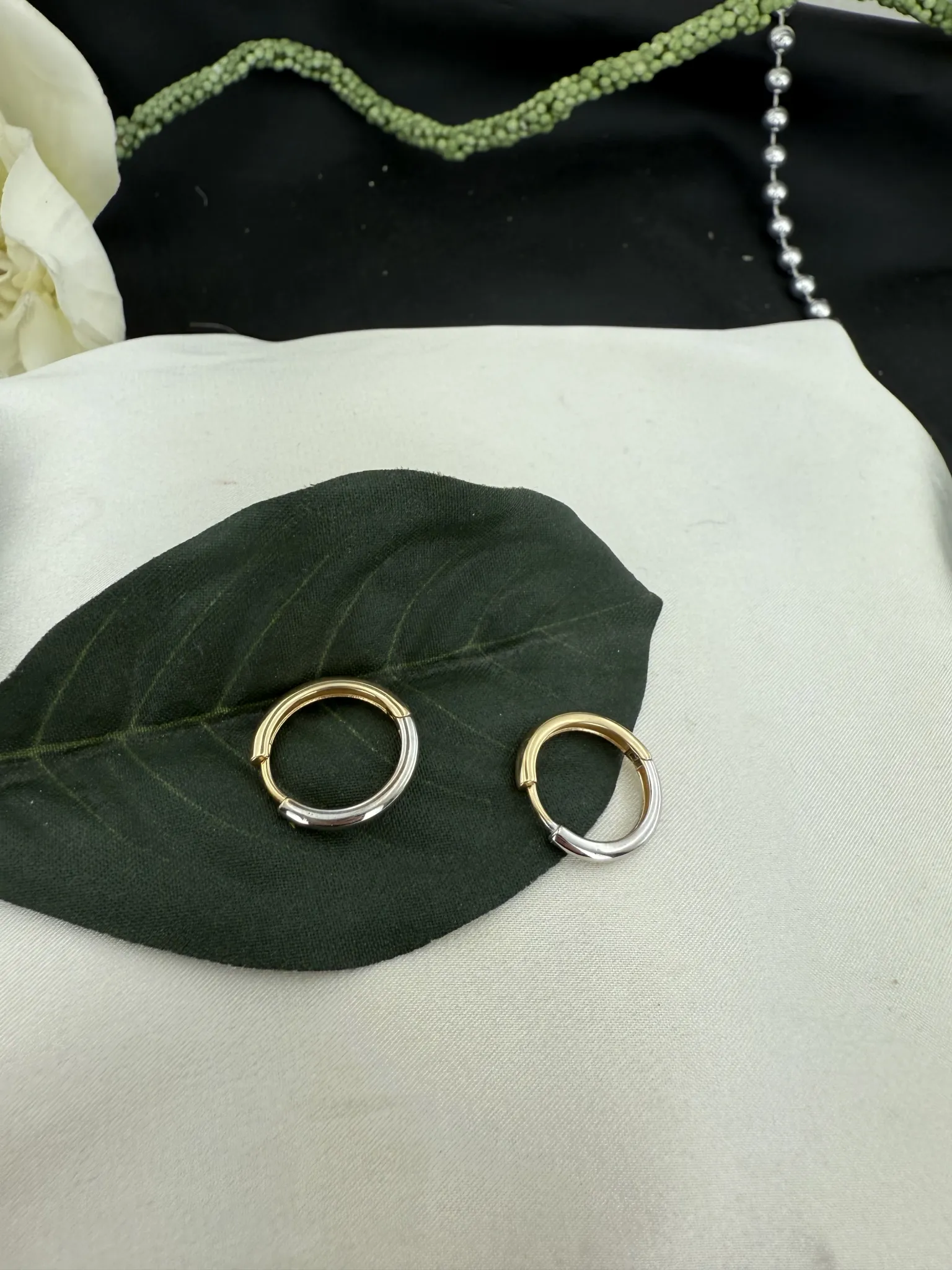 Taşsız İki Renk Halka Küpe