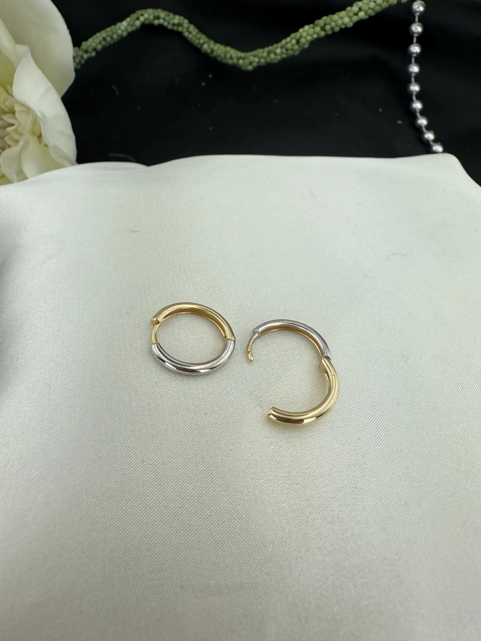 Taşsız İki Renk Halka Küpe