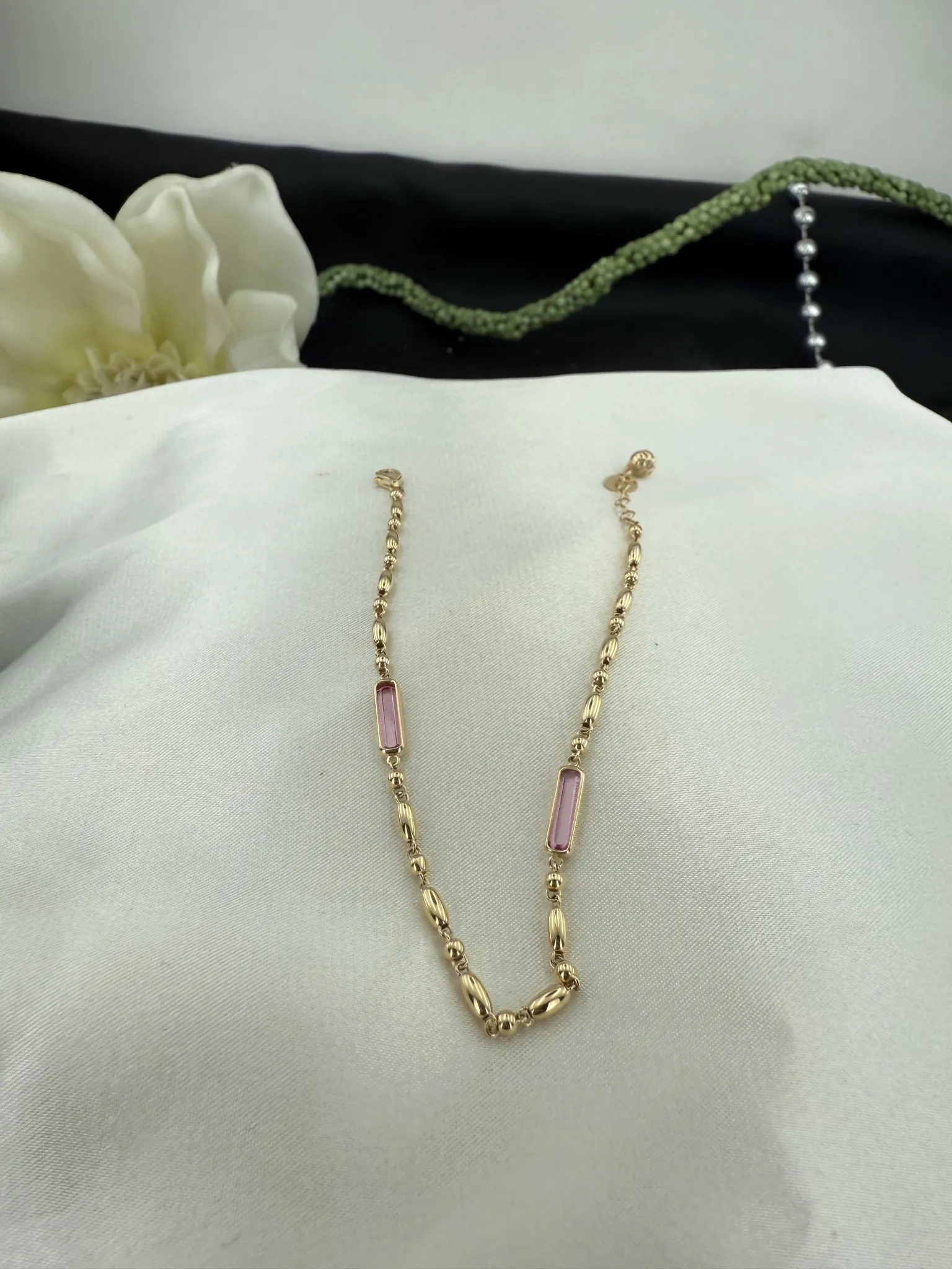 Özel Tasarım Pembe Taşlı İtalyan Toplu Bileklik