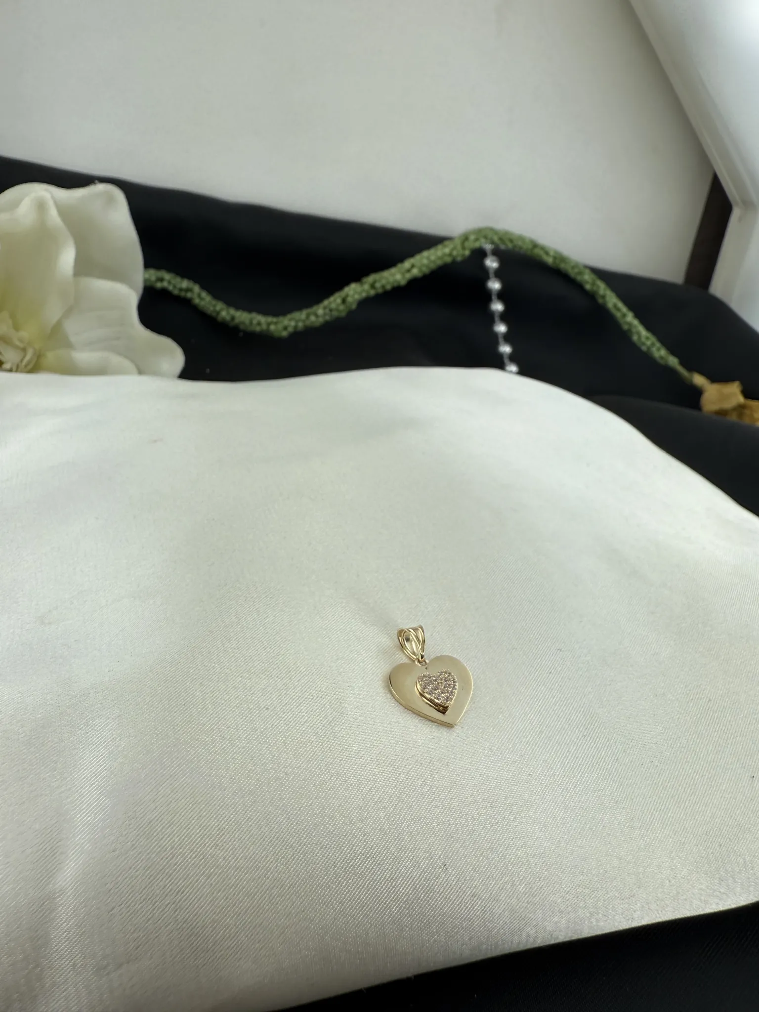 Özel Tasarım Taşlı Kalp Kolye Ucu