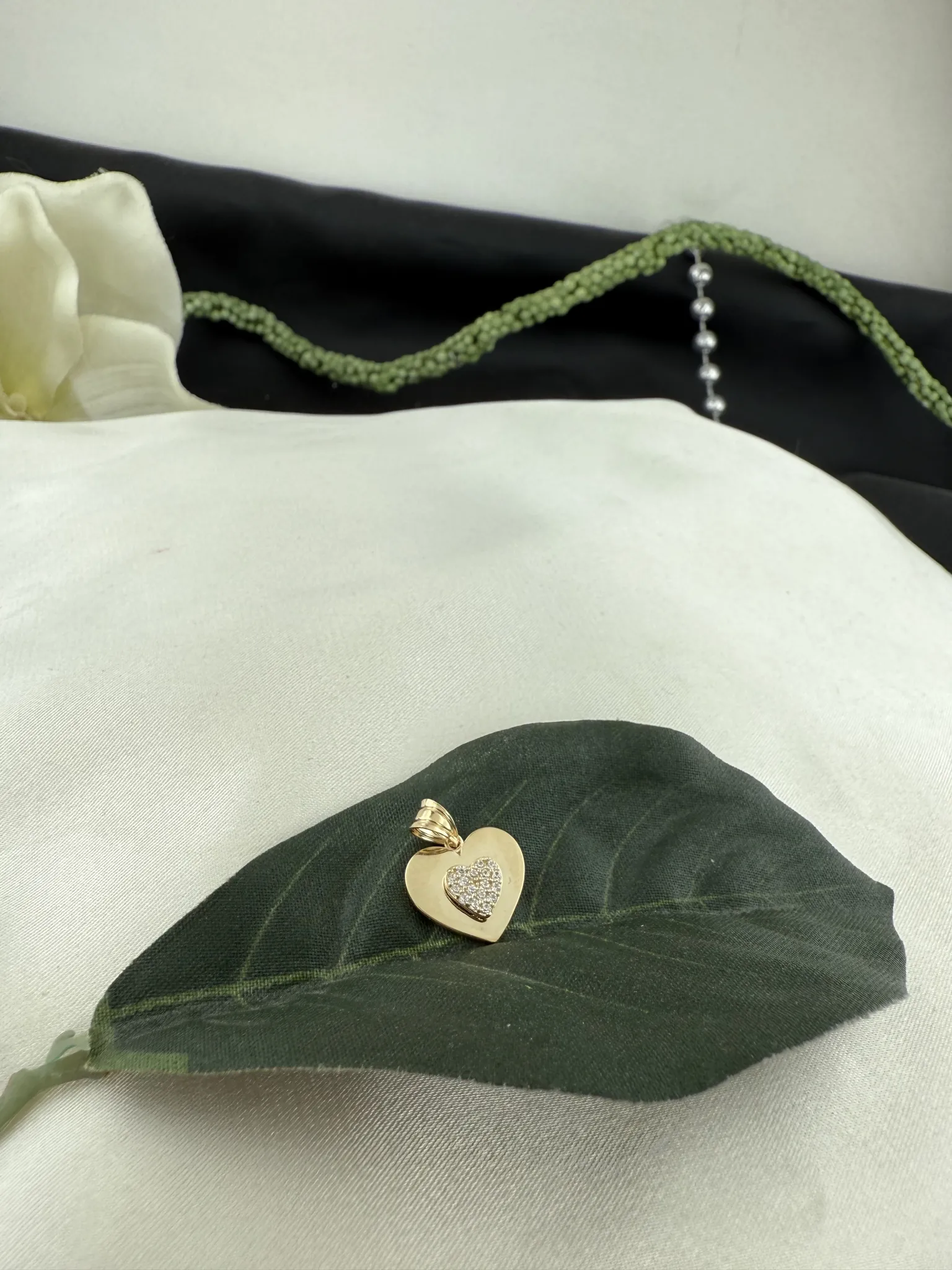 Özel Tasarım Taşlı Kalp Kolye Ucu